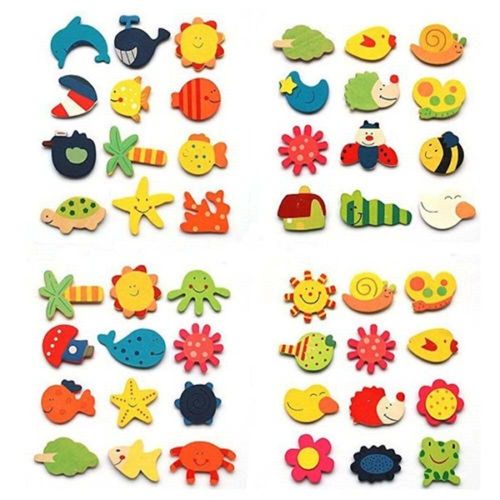 Aimant De Réfrigérateur En Bois Pour Enfants, 12 Pièces, Dessin Animé, Animal, Jouet, Jouets Éducatifs, Aimants De Réfrigérateur
