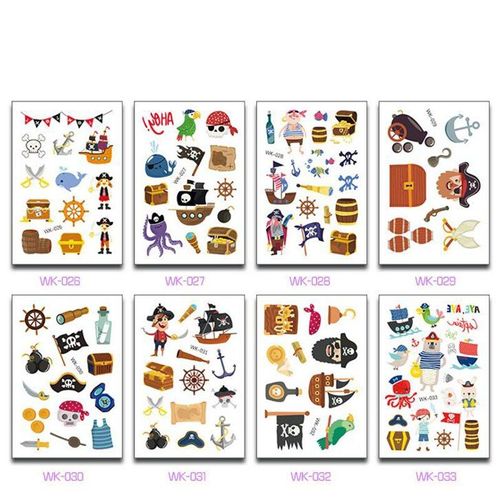 Autocollants De Pirate Pour Enfants, Tatouage Kawaii, Dessin Animé, Décoration De Fête, Cadeau Pour Enfants, 10 Feuilles/Ensemble