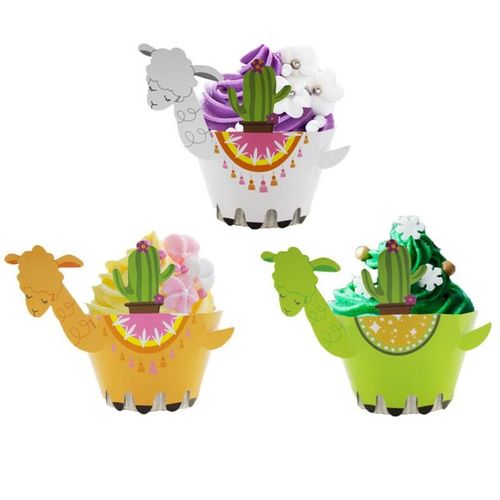 Papier D'emballage De Cupcakes Alpaca Cactus Mouton | Exquis, Fournitures Pour Fête D'anniversaire, Fournitures De Décoration De Gâteau Pour Bébé Enfant, Cadeau De 12 Pièces