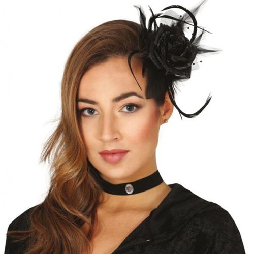 Fleur Noire Pour Cheveux Avec Clip