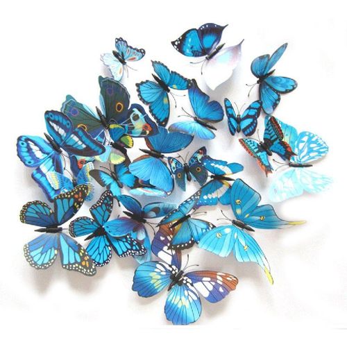 Autocollants Muraux 3d Multicolores En Forme De Papillon Pour Le Réfrigérateur, 12 Pièces, Art Réaliste, Décoration De La Maison, Pour La Cuisine, Les Chambres D'enfants Et De Bébé, Diy Bricolage