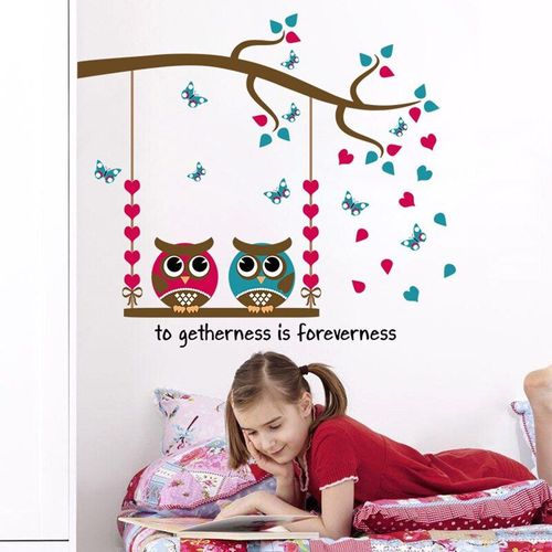 Autocollants Muraux En Pvc Avec Branches De Hibou, Dessin Animé, Pour Chambres D'enfants, Chambre À Coucher, Salon, Décoration De Maison, Bricolage, Affiches Murales D'art
