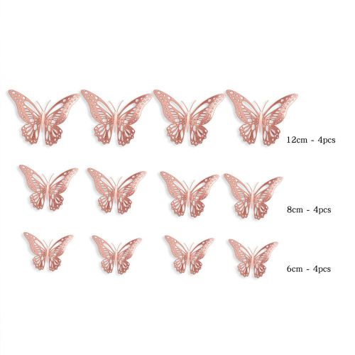 Autocollants Muraux Papillon 3d Amovibles, 12 Pièces, Décoration De Mariage Amovible, Pour Chambre D'enfant, Diy Bricolage