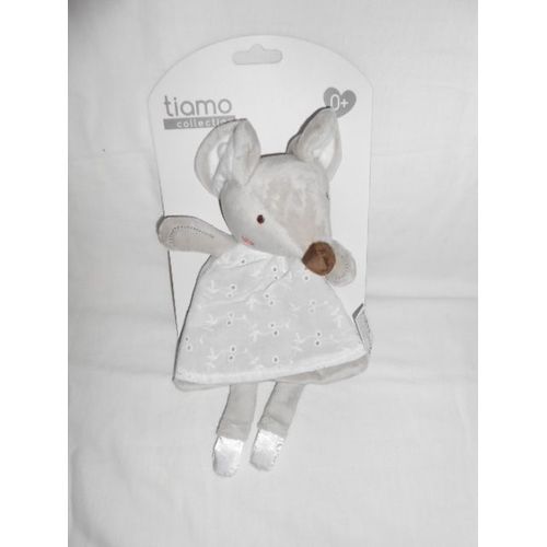 Doudou Peluche Miffy Souris Beige Ecru Creme  Olmitos Tiamo Collection Robe Blanche Bruit De Papier 