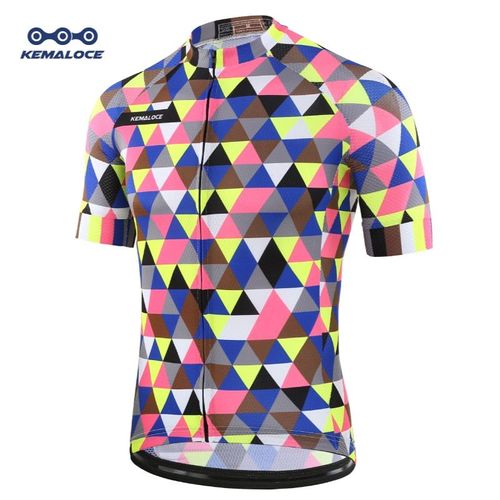 Fluorescent Hommes Cyclisme Maillot De Course Hauts À Manches Courtes Jaune Bleu Cycliste Vêtements Chemise Maillot Été Pro Vélo Vêtements De Vélo
