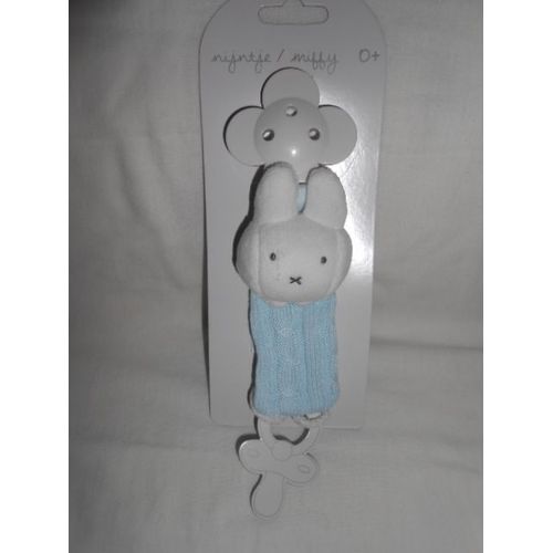 Nijntje Nijn108 Lapin Attache Tétine Sucette Fleur Plastique Doudou Colection Tiamo Miffy Tricoté Bleu Ciel Pale Olmitos 