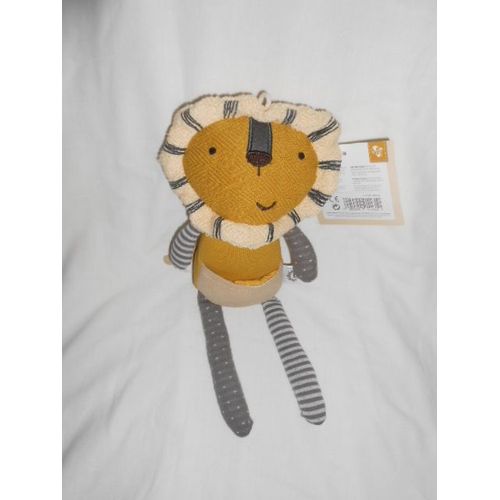 Doudou Peluche Laine Crochet Lion 33cm Mouchoir Couverture Lange Gris Moutarde Bieco 