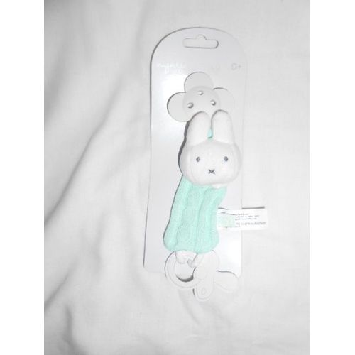 Nijntje Nijn308  Lapin Attache Tétine Sucette Fleur Plastique Doudou Colection Tiamo Miffy Tricoté Vert Pale  Pale Olmitos