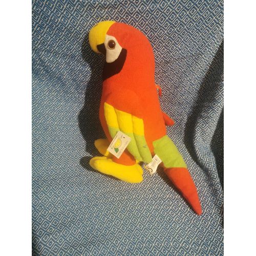 Doudou Peluche Perroquet Loro Ara Corps Rouge Menta & Limon