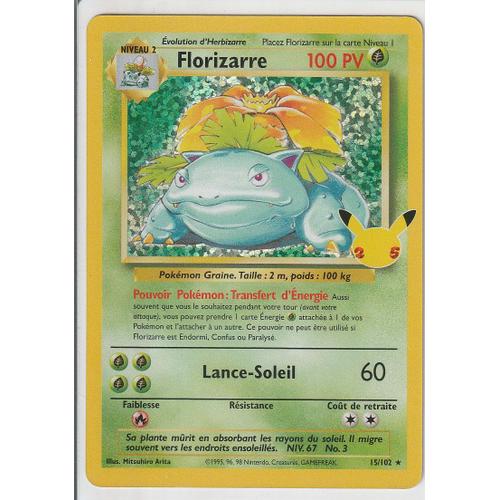 Carte Pokemon - Florizarre - 15/102 - Holo-Rare - Édition Célébrations - 25 Ans - 2021. V.F