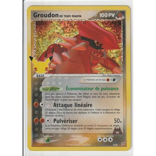 Carte Pokemon - Groudon De La Team Magma - 9/95 - Secrète-Rare - Édition Célébrations - 25 Ans - 2021. V.F