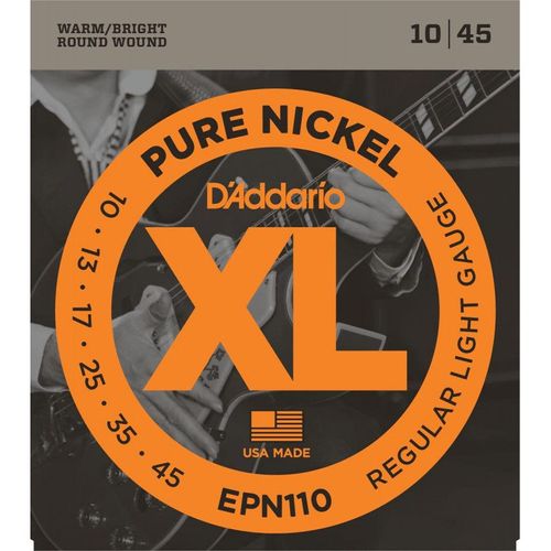 D'addario Epn110 Pure Nickel Regular Light 10-45 - Jeu De Cordes Guitare Électrique