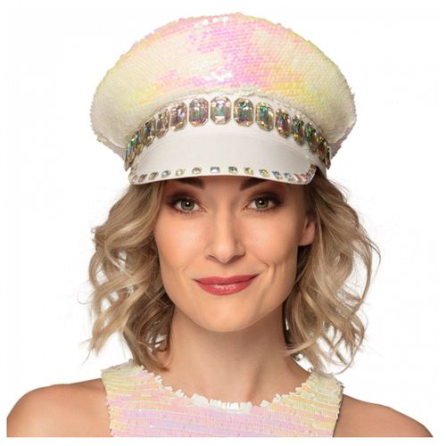 Casquette À Sequins Réversibles Nacre Et Blanc Adulte
