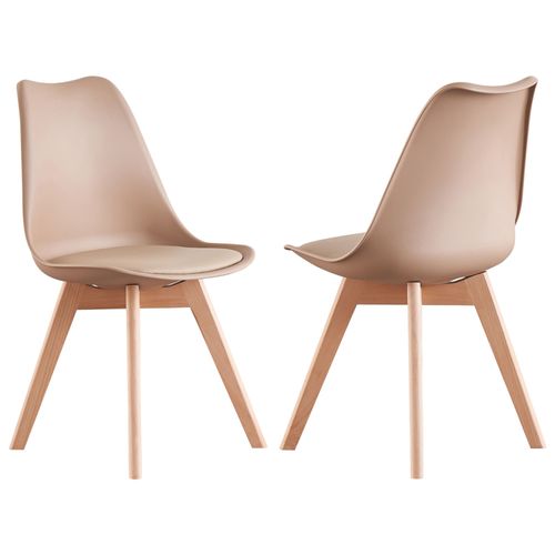 Lot De 2 Chaises Scandinaves Beiges Lorenzo - Assise Rembourrée - Salle À Manger, Cuisine, Chambre