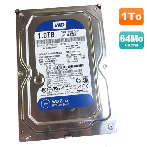 Disque Dur 1To WD Blue SATA III 3.5" WD10EZEX-08WN4A0 SH20K17927 00PC551 64Mo