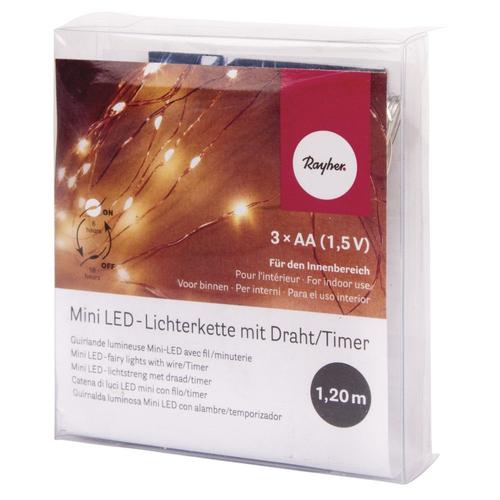 Mini-Chaîne Lumineuse 10 Lumignons Led 120cm Jaune + Minuterie