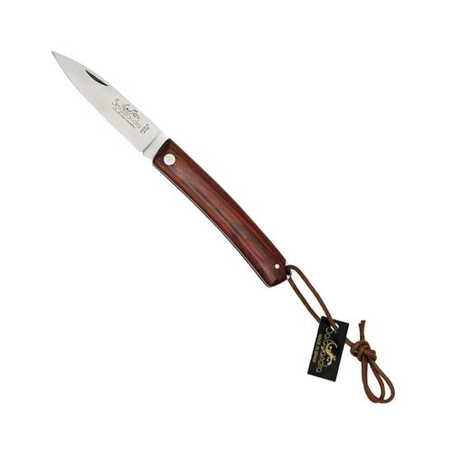 Salamandra - Couteau Pliant Bois 10cm Lame Inox Lacet Etui Cuir - 6420x - Cocobolo