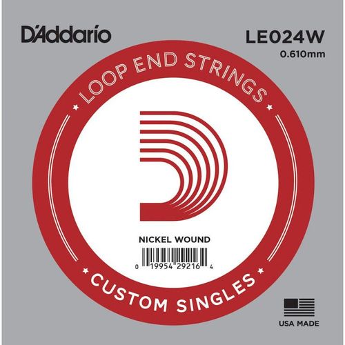 D'addario Le024w, .024 - Corde Au Détail À Boucle Nickel