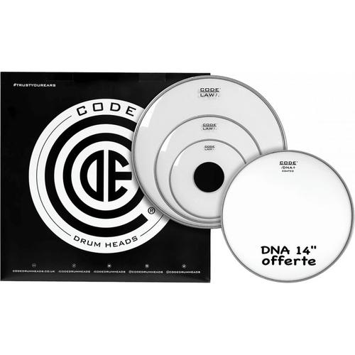 Code Drumheads Tplawclrr - Pack Peaux 10" 12" 16" Law Transparentes Rock + Dna Sablée 14"