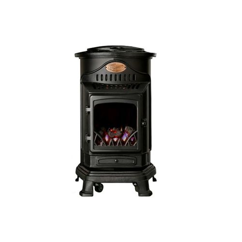 Poêle à gaz Fonte veritable 3400W NOIR Effet feu Provence UNIVERSAL