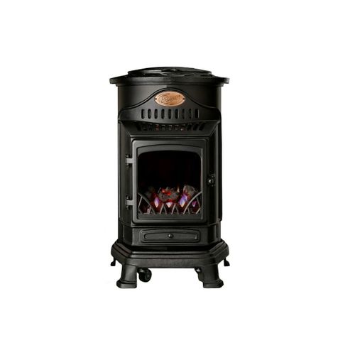 Poêle à gaz Provence 3,4 KW Noir mat Effet poêle à bois Fonte veritable Chauffage d'appoint