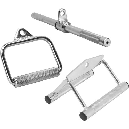 Gorilla Sports - Lot De 3 Poignées De Tirage : Barre Pour Triceps Et Biceps - Triangle De Traction - Poignée De Traction Courte (Y-22+Y28+Y-30)
