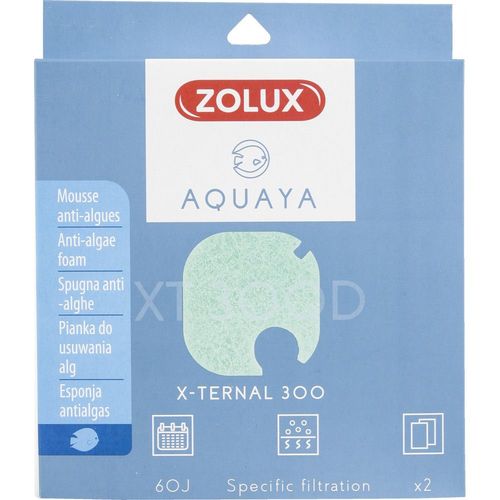 Zolux Filtre Pour Pompe X-Ternal 300, Filtre Xt 300 D Mousse Anti-Algues X 2. Pour Aquarium.