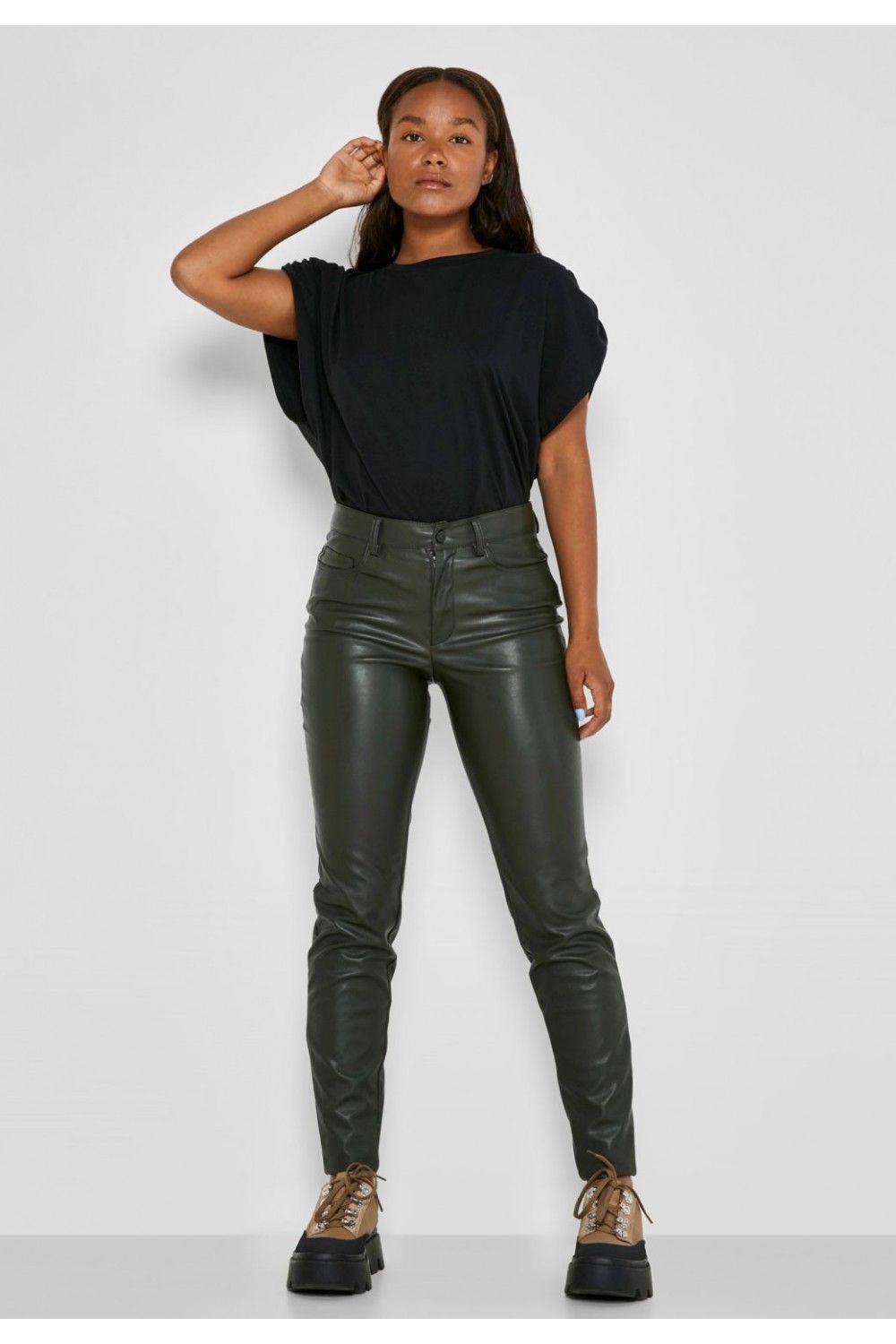 Pantalon simili best sale cuir vert