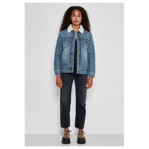 Veste Sherpa En Denim Bleu Femme