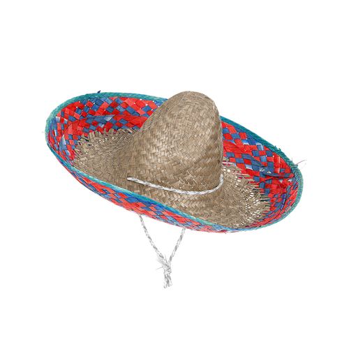 Sombrero Mexicain Bordure Rouge Et Bleu Adulte