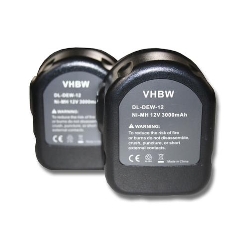 vhbw 2x Batteries remplacement pour Dewalt DE9501, DW9071, DW9072, ELU EZWA 49, ELU SBA55, EZWA 60 pour outil électrique (3000mAh NiMH 12 V)