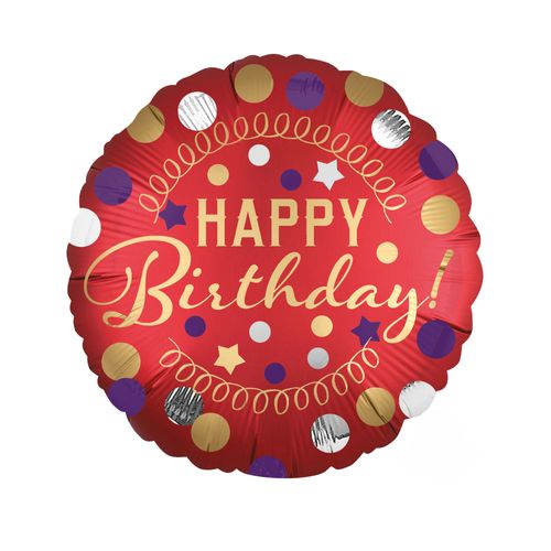 Ballon Aluminium Happy Birthday Satin Rouge 43 Cm