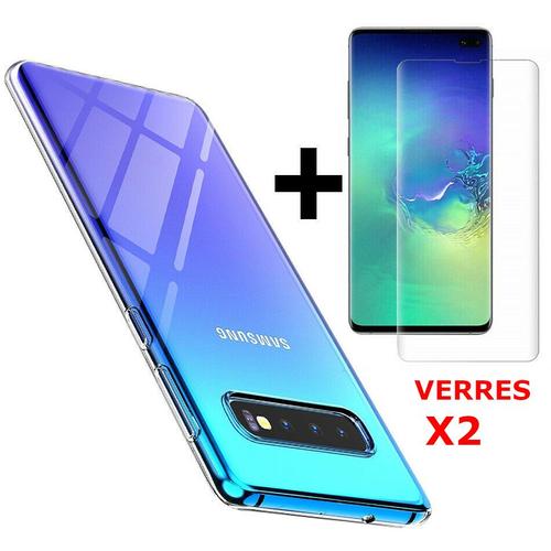 Coque Silicone Transparente Pour Samsung Galaxy S10 + 2 Verres Trempe - Little Boutik®