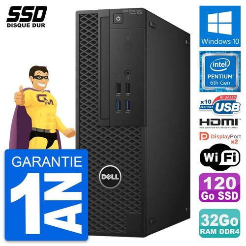 PC Dell Precision T3420 SFF Intel G4400 RAM 32Go SSD 120Go HDMI Windows 10 Wifi
