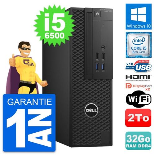 PC Dell Precision T3420 SFF i5-6500 RAM 32Go Disque 2To HDMI Windows 10 Wifi