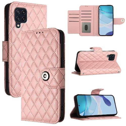 Étui Pour Samsung Galaxy M32 4g/M22 4g Protection Élégante Antichoc Portefeuille Couverture Titulaire De La Carte Bande De Poignet - Couleur Orange