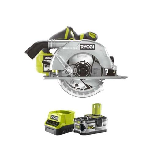 Pack RYOBI Scie circulaire Brushless 18V One+ 60mm R18CS7-0 - 1 batterie 5.0Ah - 1 chargeur rapide 2.0Ah RC18120-150