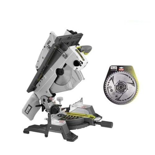 Pack RYOBI scie sur table et onglet électrique 1800W 254mm RTMS1800-G - lame carbure pour scies à coupe d'onglet 254mm SB254T48A1