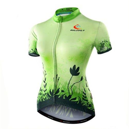 Malciklo Maillot Cycliste Femme Manches Courtes Fleuri Botanique Taille Vélo Haut De Maillot Vtt Route