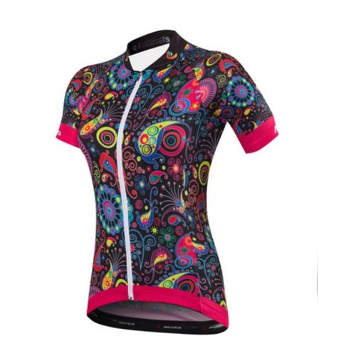 Malciklo Maillot Cycliste Femme Manches Courtes Fleuri Botanique Taille Vélo Haut De Maillot Vtt Route