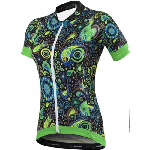 Malciklo Maillot Cycliste Femme Manches Courtes Fleuri Botanique Taille Vélo Haut De Maillot Vtt Route