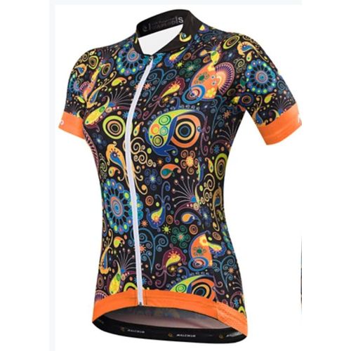 Malciklo Maillot Cycliste Femme Manches Courtes Fleuri Botanique Taille Vélo Haut De Maillot Vtt Route