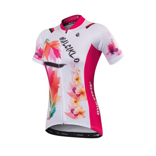 Malciklo Maillot Cycliste Femme Manches Courtes Fleuri Botanique Taille Vélo Haut De Maillot Vtt Route