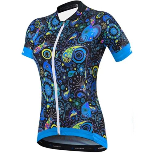 Malciklo Maillot Cycliste Femme Manches Courtes Fleuri Botanique Taille Vélo Haut De Maillot Vtt Route