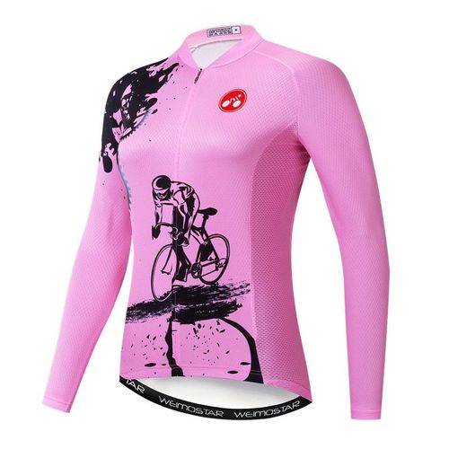 Weimostar Automne Femmes Maillot De Cyclisme À Manches Longues Cycle Usure Séchage Rapide Vélo Vêtements Printemps Vtt Vélo Jersey Veste De Cyclisme