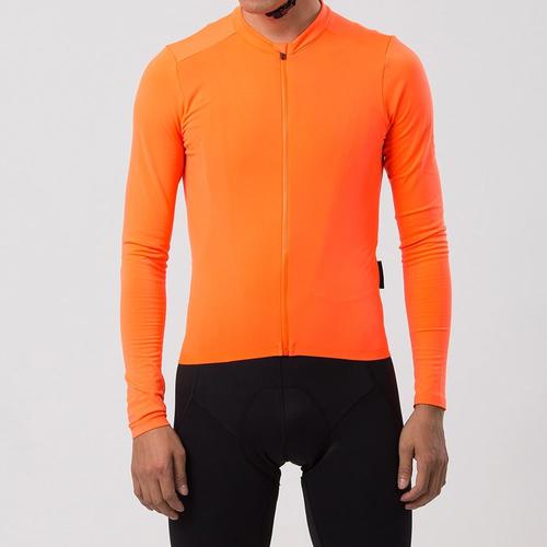 2019 Orange Vif Pro Aero 2 Brossage Thermique Polaire Cyclisme Maillot À Manches Longues Hiver Avec Manchette Sans Couture Hommes Et Femmes