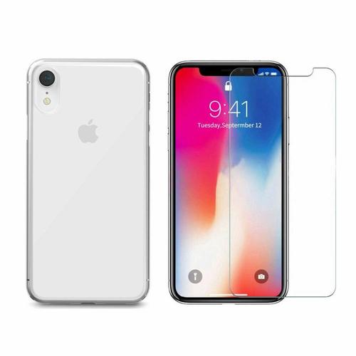 Gridem - Coque Silicone + Verre Trempé Transparent Pour Apple Iphone Xr (6,1")