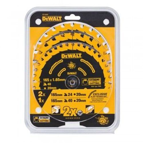 DeWalt DT10397 - Set de lames de scie (3pcs) - 165 x 20 x 24D x 24D x 40D - bois