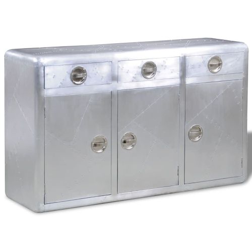 Vidaxl Buffet Avec 3 Tiroirs Style Vintage Aluminium
