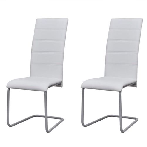 Vidaxl Chaises De Salle À Manger Cantilever 2 Pcs Blanc Similicuir